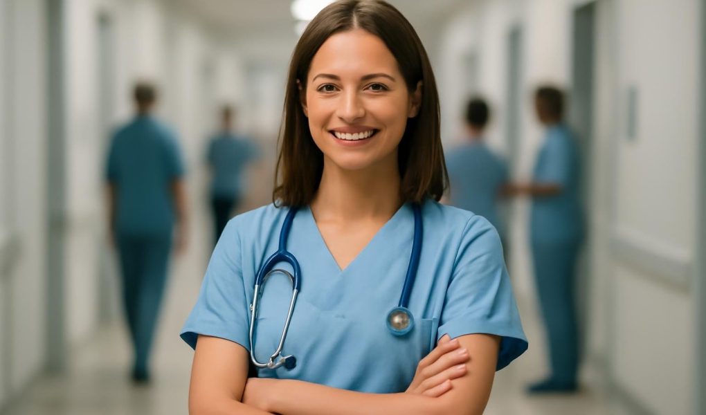 femme-medecin-couloir-hopital-personnes-floues