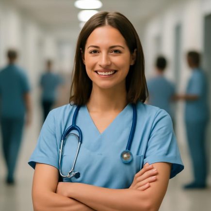 femme-medecin-couloir-hopital-personnes-floues