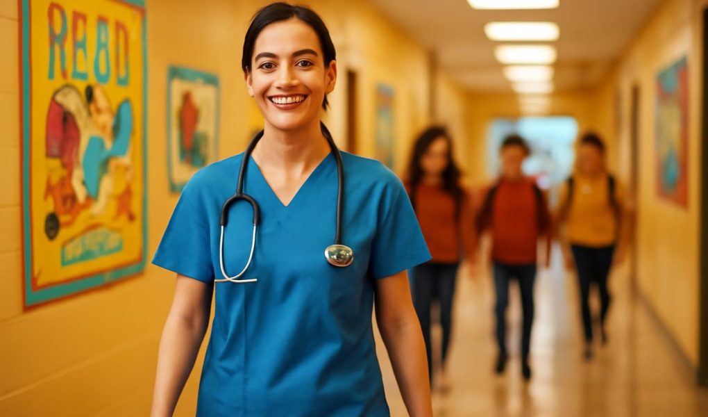 infirmiere-uniforme-couloir-ecole-posters