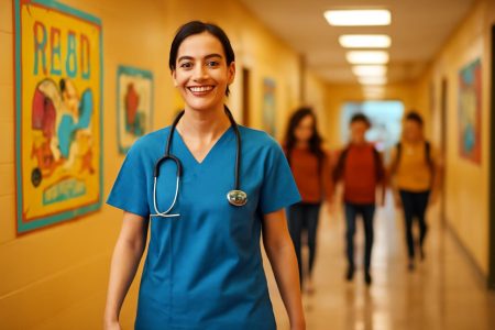 infirmiere-uniforme-couloir-ecole-posters