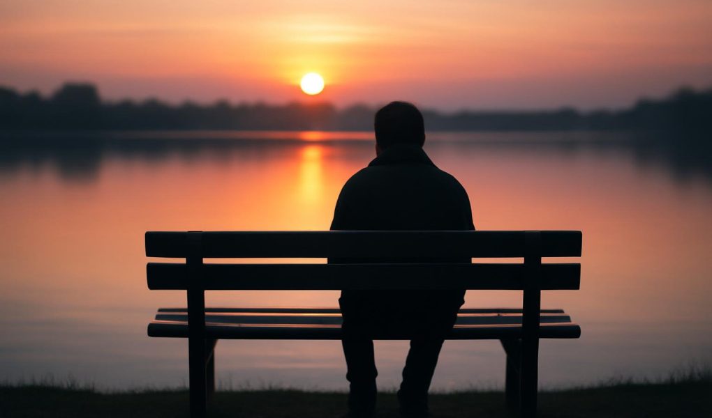 personne-banc-coucher-soleil-lac