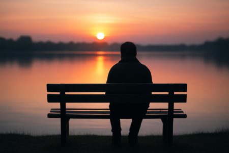 personne-banc-coucher-soleil-lac