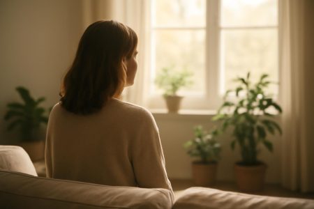 femme-canape-fenetre-ensoleillee-plantes