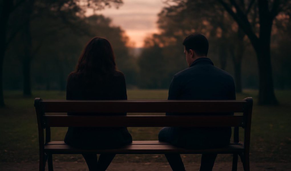 couple-dos-banc-parc-crepuscule