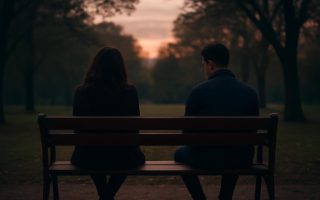 couple-dos-banc-parc-crepuscule