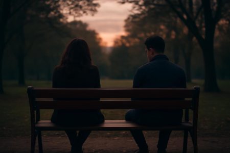 couple-dos-banc-parc-crepuscule