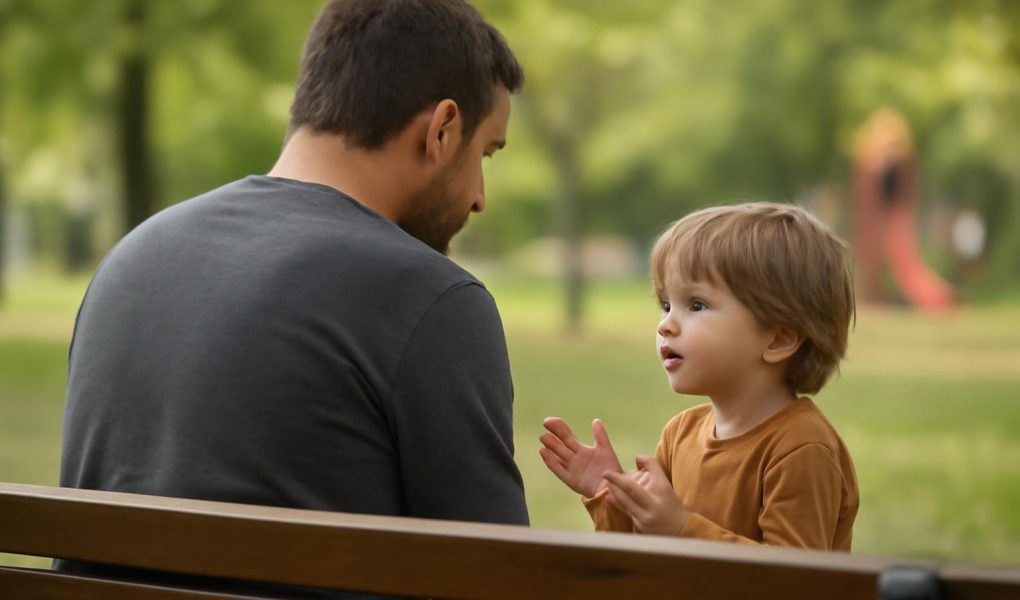 parent-enfant-banc-parc-arbres