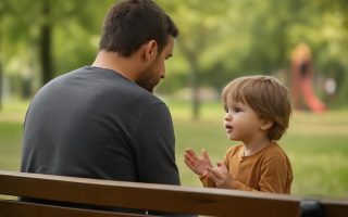 parent-enfant-banc-parc-arbres