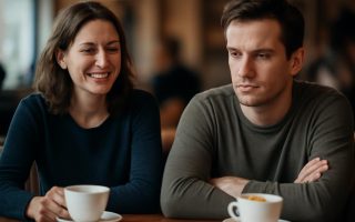 personnes-table-cafe-sourire-tendu