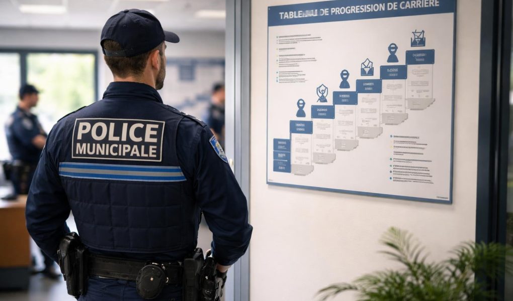 policier-uniforme-tableau-carriere-arriere-plan