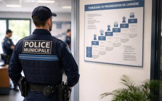 policier-uniforme-tableau-carriere-arriere-plan