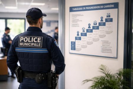 policier-uniforme-tableau-carriere-arriere-plan