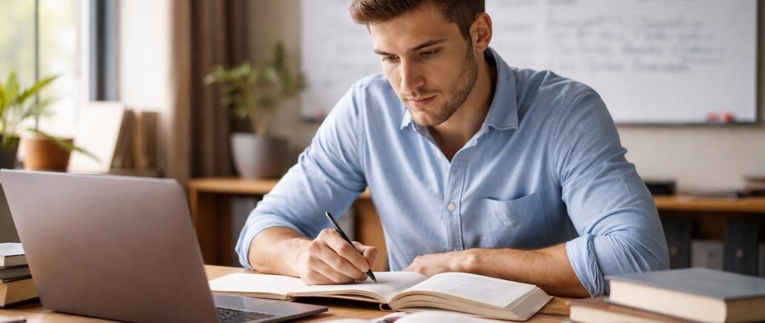 candidat-bureau-livres-ordinateur-tableau-blanc